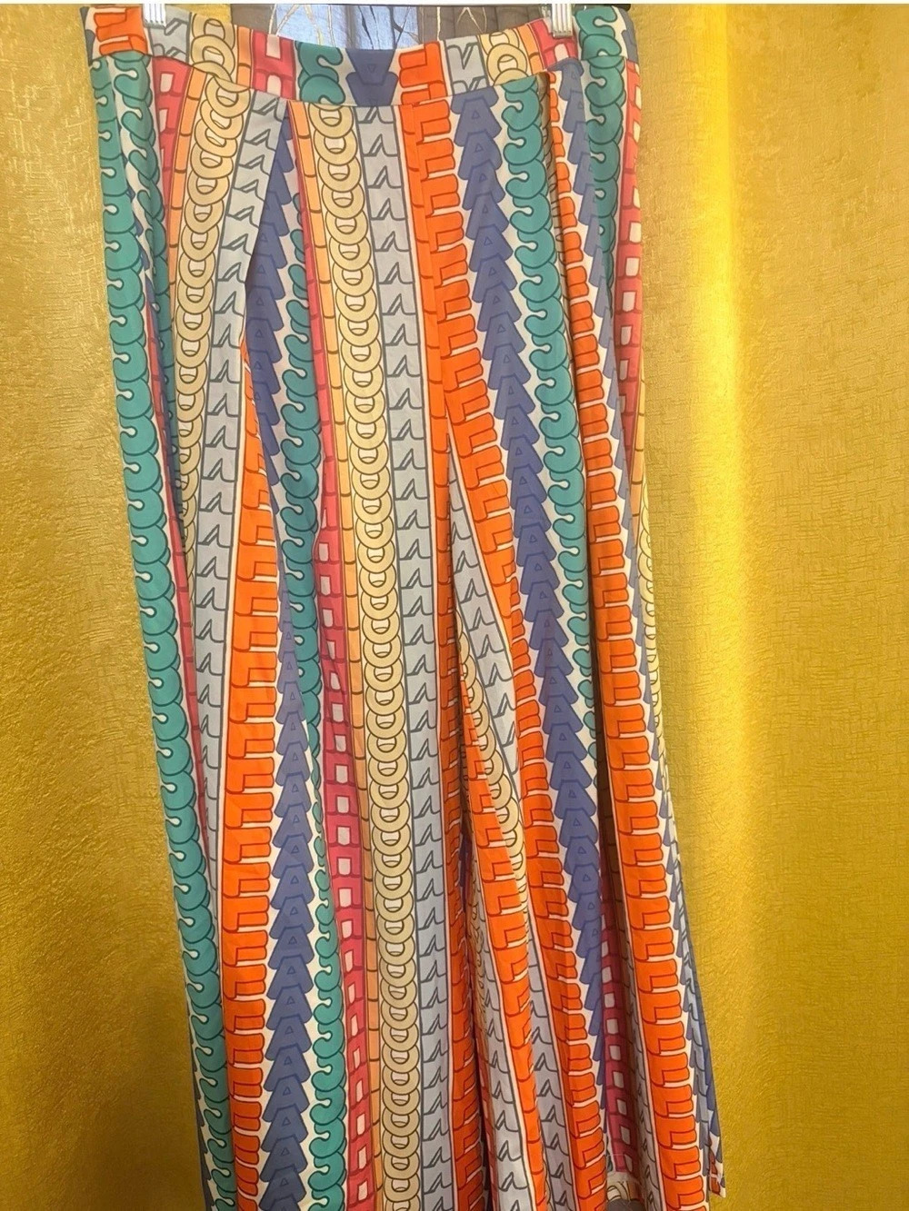 Women's Geometric Maxi Skirt in Orange & Multicolor